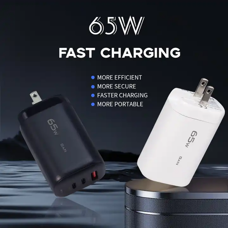 GaN Charger - AilesTecca 65W 3 Port PD USB C Fast Charging Block for iPhone