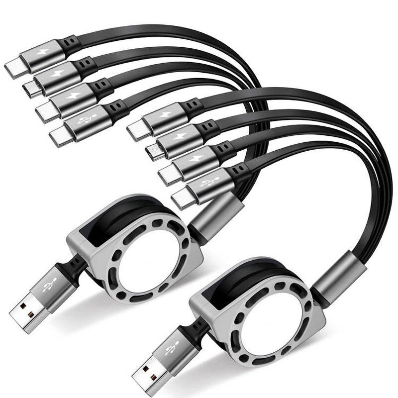 Charging Cable - AilesTecca Custom 4 in 1 Retractable for iPhone Type C Fast Charging