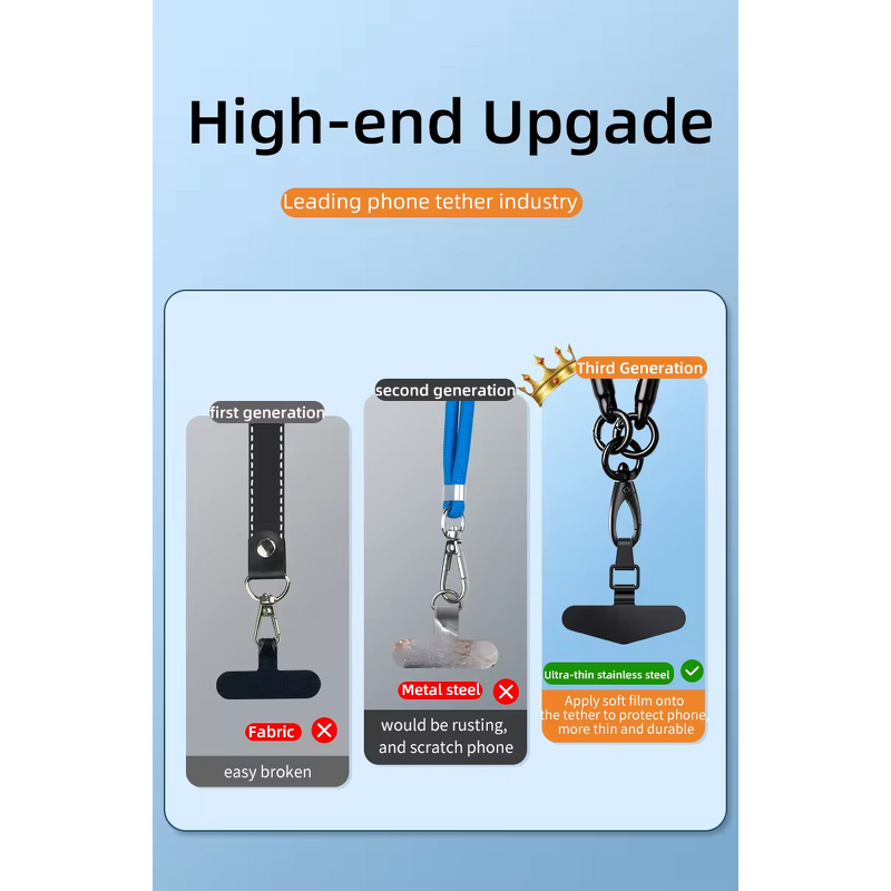 Phone Lanyard - AilesTecca Thin Anti-slip Stainless Steel Tether Tab Patch