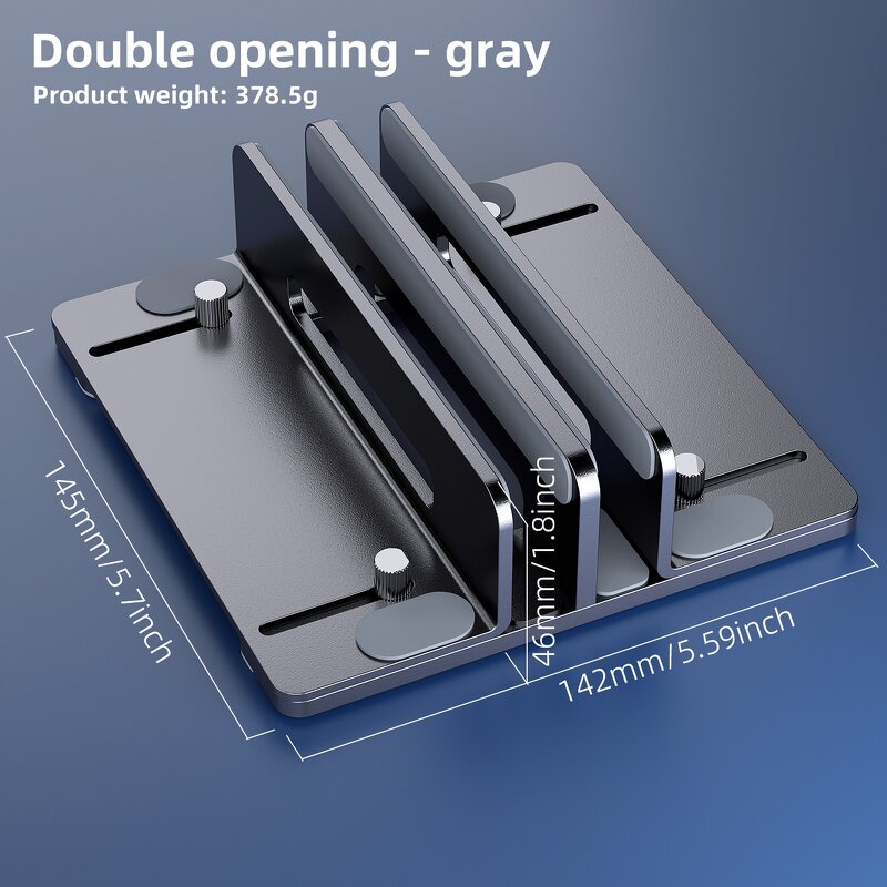 Laptop Stand - AilesTecca Aluminum Vertical 2 Slots Width Adjustable for MacBook