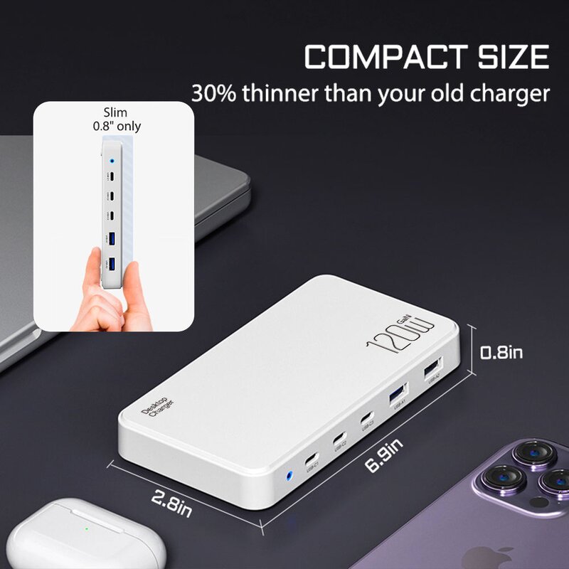 Charger Station - AilesTecca 120W PD100W USB C Multi Port Fast Charging