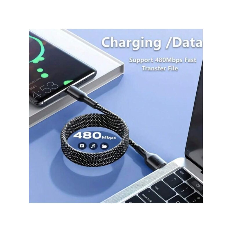 Charging Cable - AilesTecca Retractable Magnetic 60W Type C to C 1M Nylon Braided