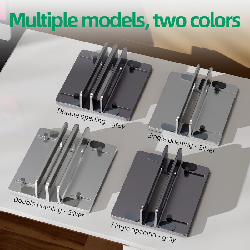 Laptop Stand - AilesTecca Aluminum Vertical 2 Slots Width Adjustable for MacBook