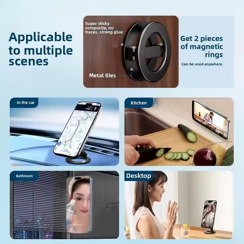 Phone Holder - AilesTecca Dual Magnetic Mini Aluminum Foldable Gym Wall Desk