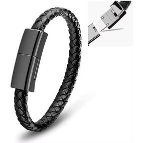 Charging Cable - AilesTecca Leather Braided Bracelet for iPhone Android Type C