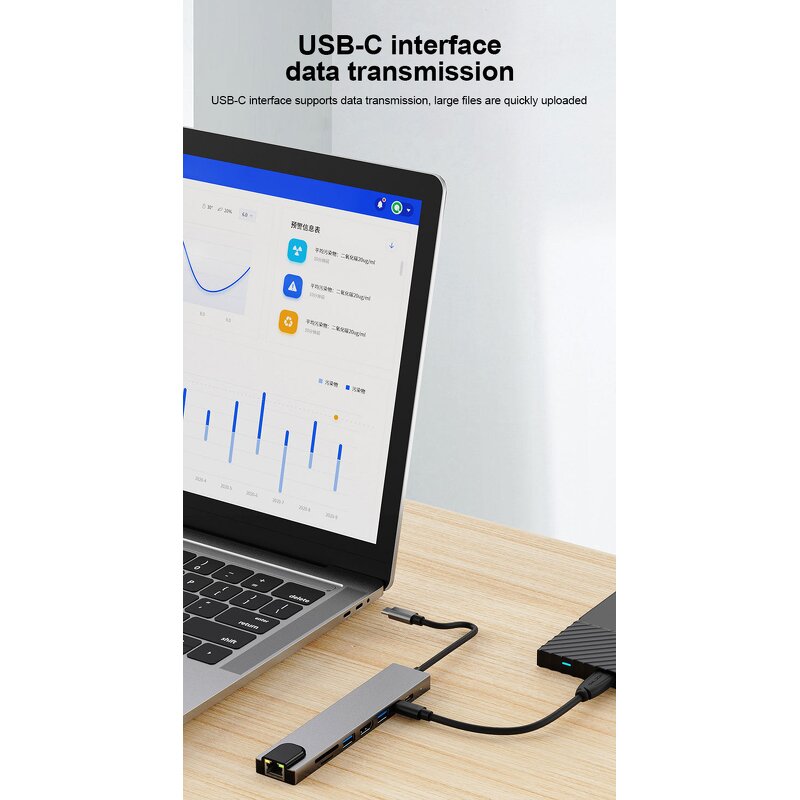 USB C Hub - AilesTecca 8-in-1 4K SD USB 3.0 Multiport Docking Station