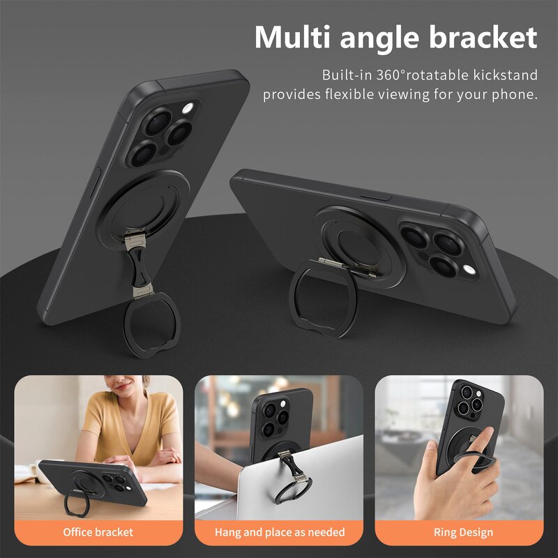 Phone Holder - AilesTecca Aluminum Magnetic N52 for iPhone 17 16 Universal Ring
