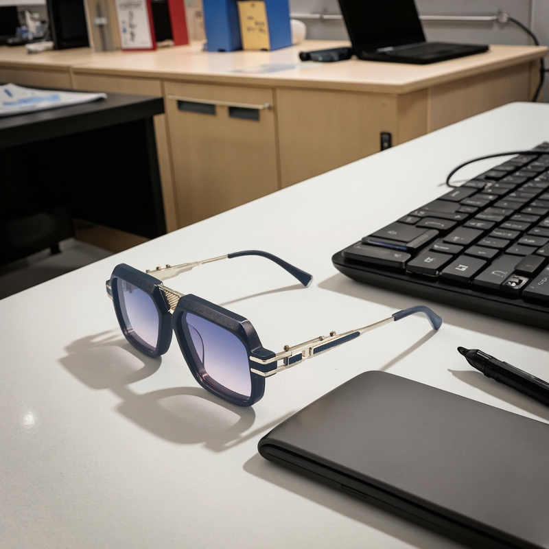 Sunglasses Manufacturer - Retro Rectangle Gradient Blue Metal UV400 for Men