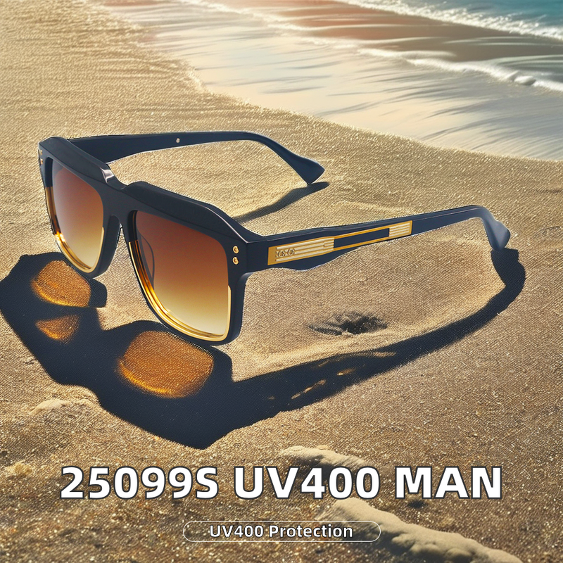 Sunglasses Manufacturer - 2025 Light Blue Gold Acetate UV400 Custom Logo for Men