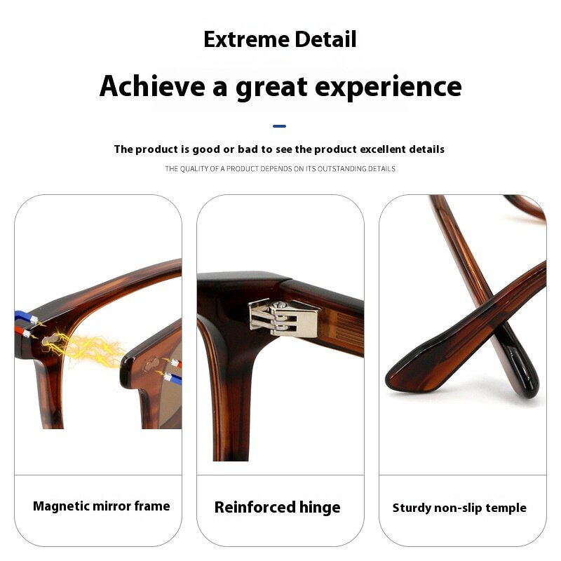 Eyeglasses Manufacturer - Diamond Face Brown Lens Magnetic Frames Print for Men