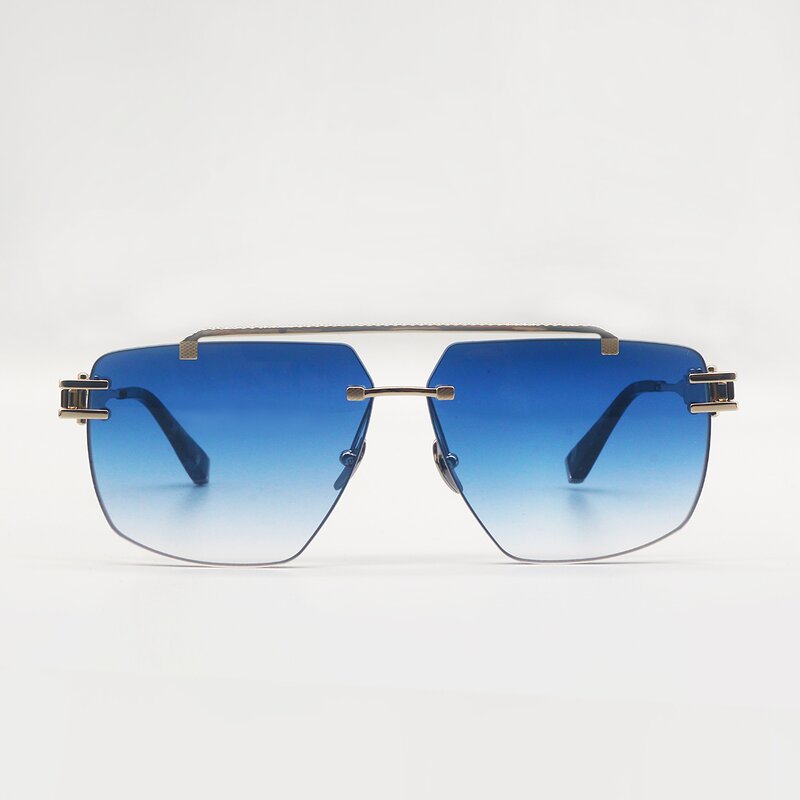 Sunglasses Manufacturer - Titanium Blue Gradient Polarized UV400 Gold OEM Unisex