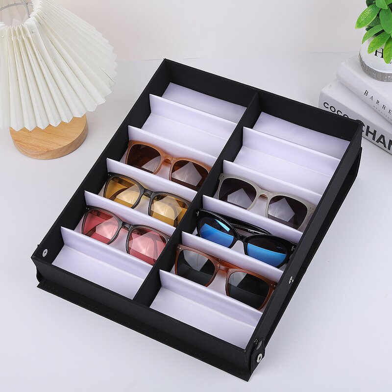 Display Case Manufacturer - Motech 12 Slot PU Leather Sunglasses Eyewear Storage