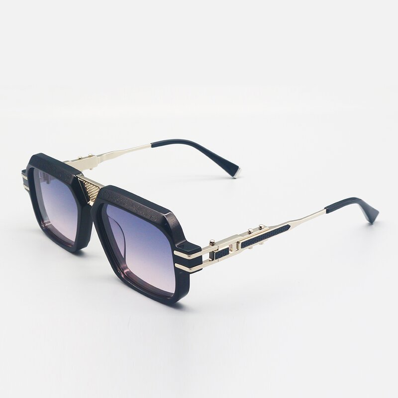Sunglasses Manufacturer - Retro Rectangle Gradient Blue Metal UV400 for Men