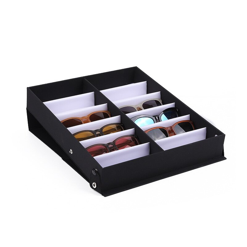 Display Case Manufacturer - Motech 12 Slot PU Leather Sunglasses Eyewear Storage