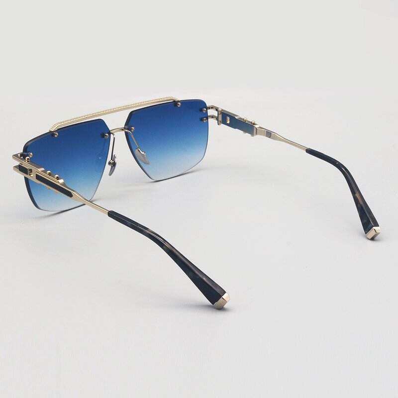 Sunglasses Manufacturer - Titanium Blue Gradient Polarized UV400 Gold OEM Unisex