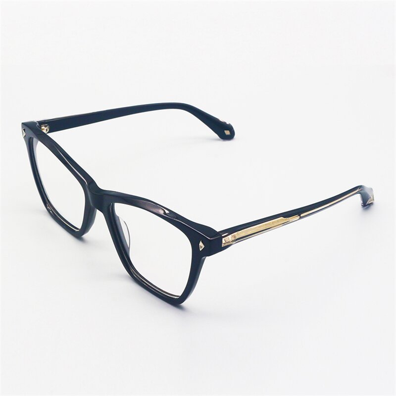 Eyeglasses Manufacturer - Vintage Gold Rimmed Oval Acetate Black Frame Custom Logo