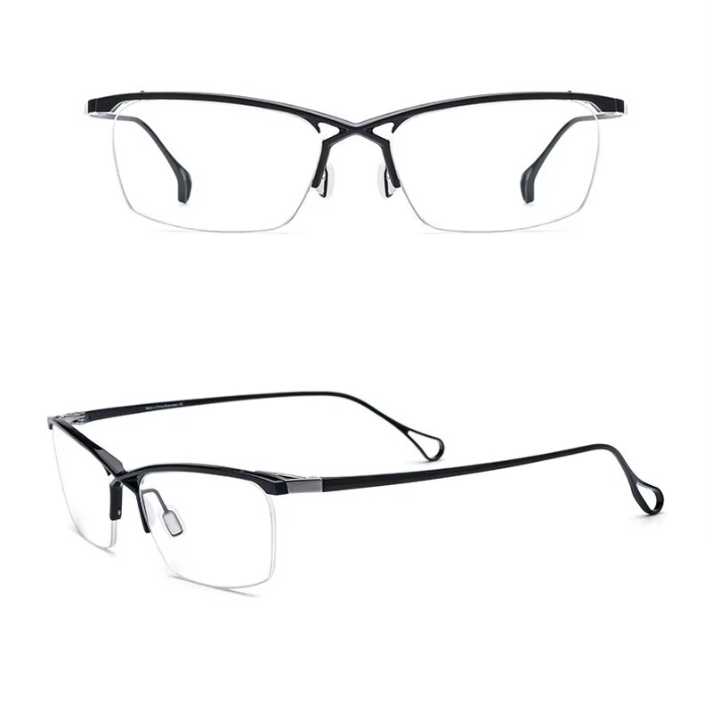 Optical Glasses Manufacturer - Titanium Semi-Rimless Square 185757 for Mens Business