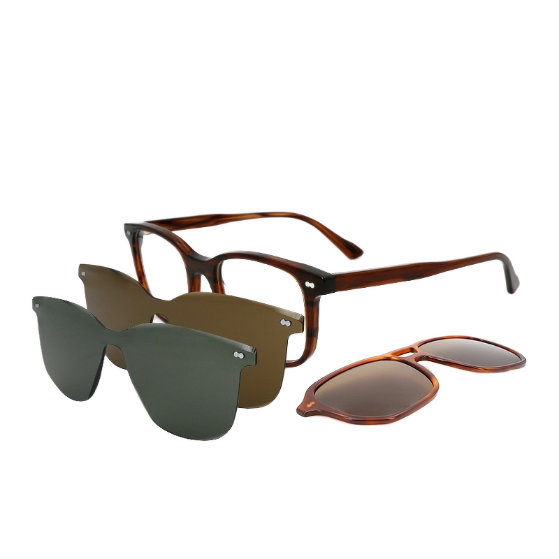 Eyeglasses Manufacturer - Diamond Face Brown Lens Magnetic Frames Print for Men