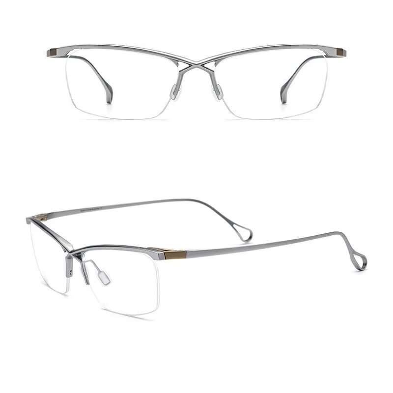 Optical Glasses Manufacturer - Titanium Semi-Rimless Square 185757 for Mens Business