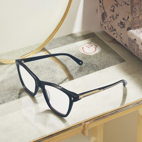 Eyeglasses Manufacturer - Vintage Gold Rimmed Oval Acetate Black Frame Custom Logo