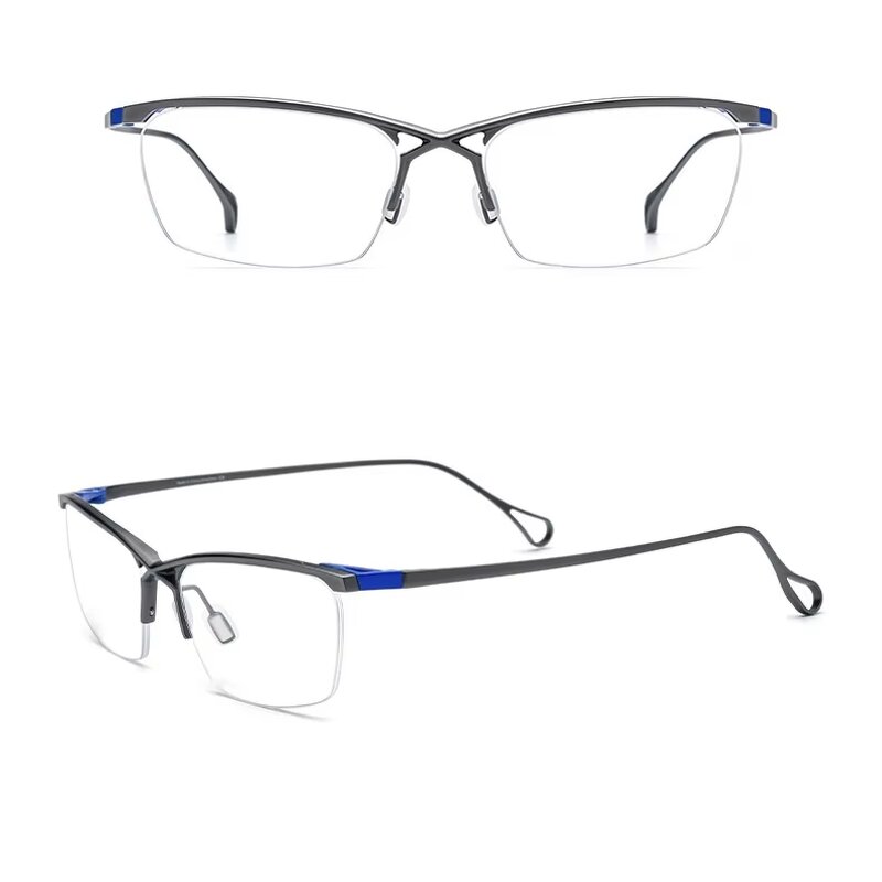 Optical Glasses Manufacturer - Titanium Semi-Rimless Square 185757 for Mens Business