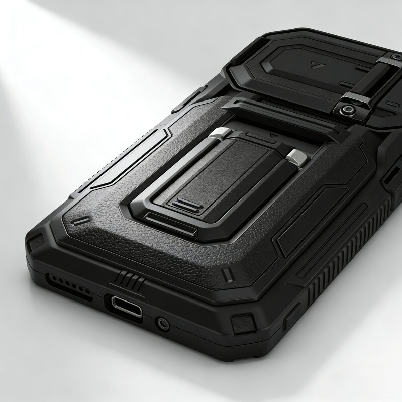 Phone Case Manufacturer - TPU Mechanical Anti-Fall Hard Core with Lens Protection Invisible Bracket Card Slot 2-in-1 for iPhone 17