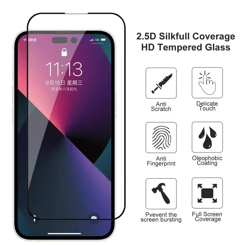 Screen Protector Manufacturer - High Quality Full Cover Silk Tempered Glass Clear for iPhone 17 Pro Max