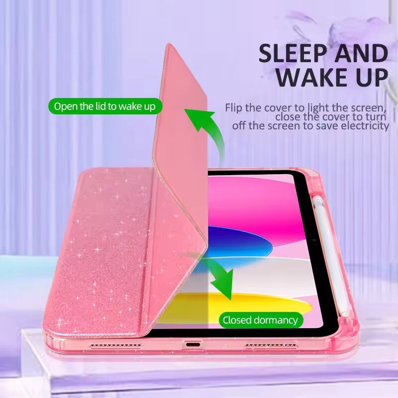 iPad Case Manufacturer - Sparkling Glitter with Pencil Holder for iPad 11 10th 11th A16 2025 Air 4 5 6 7 10.9 11inch Smart Cover