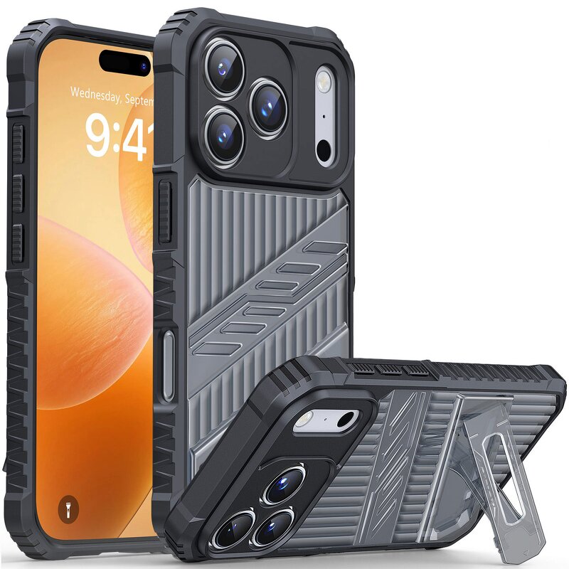 Phone Case Manufacturer - Lowest Price Stand Holder Black Shockproof with Kickstand for iPhone 17 Air 17 Pro Max 16