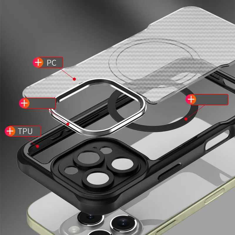 Phone Case Manufacturer - Carbon Fiber Magnetic Silicone TPU for iPhone 17 16 Pro Max Wireless Charging