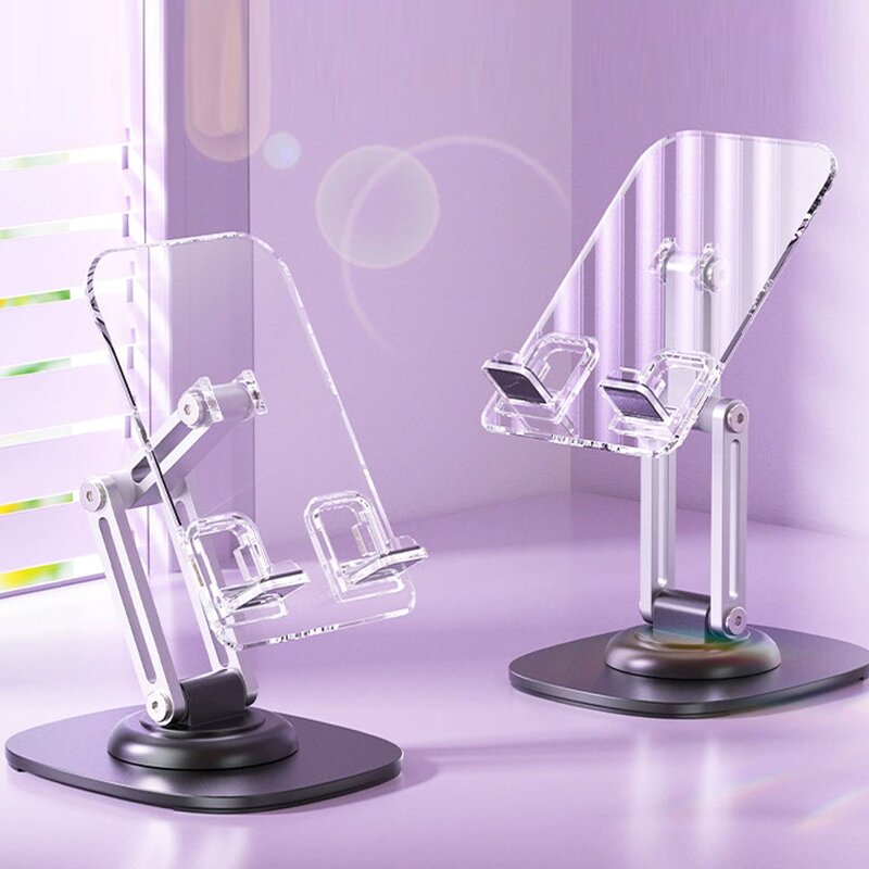 Tablet Holder Manufacturer - Acrylic Simple Desktop 360 Degree Rotating Aluminum Alloy Folding for Mobile Phone Pad