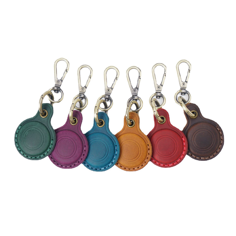 AirTag Case Manufacturer - Genuine Leather Keychain Anti-Scratch Protective Cover Keyring Holder for Dog Cat Collar
