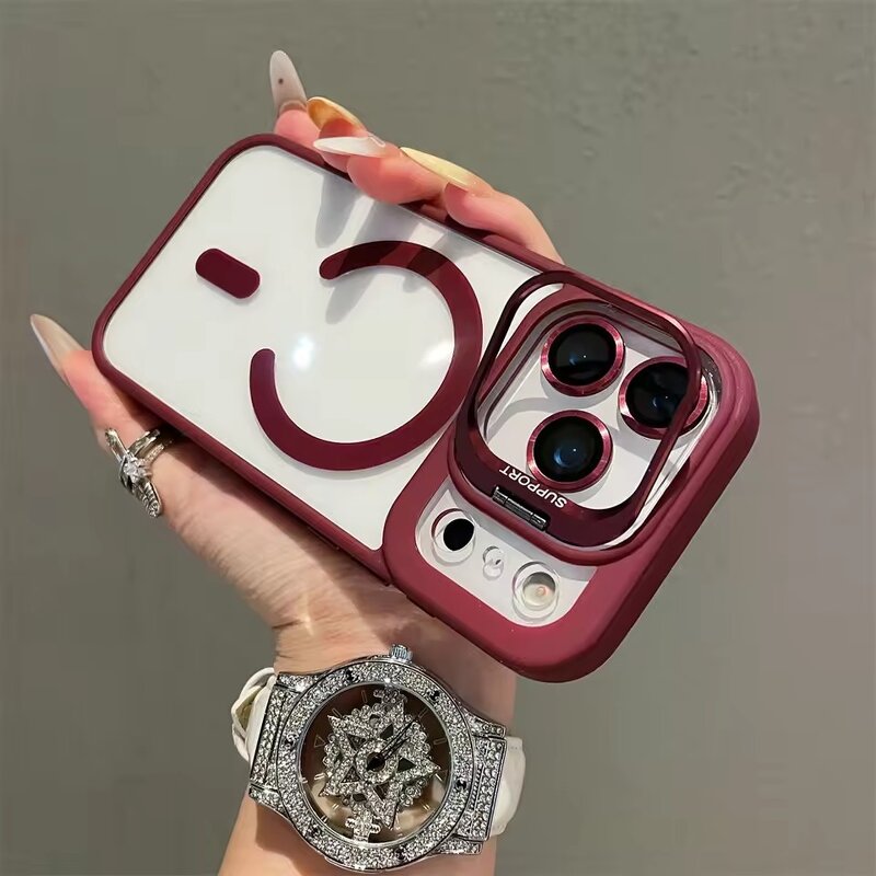 Phone Case Manufacturer - Newest Lens Stand Bracket Magnetic Clear with Lens Film Shockproof for iPhone 17 16 15 14 13 12 Pro Max
