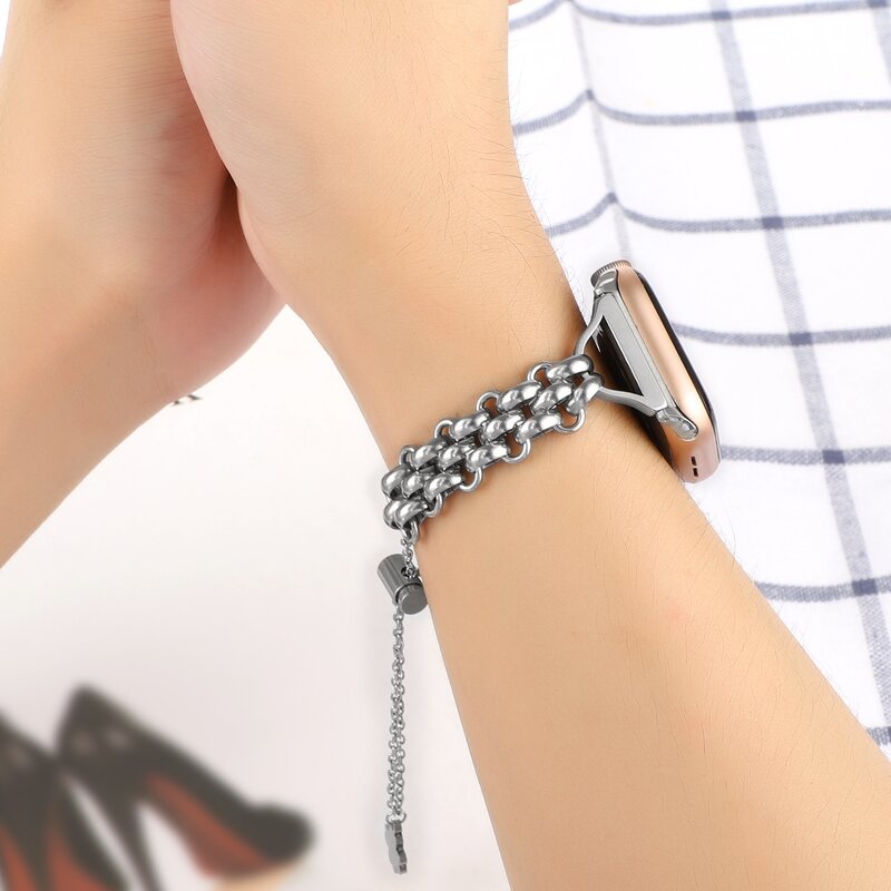 Watch Band Manufacturer - New Double Row Chain Stainless Steel for Apple Watch 42/44/45/49mm 38/40/41mm Metal Bracelet