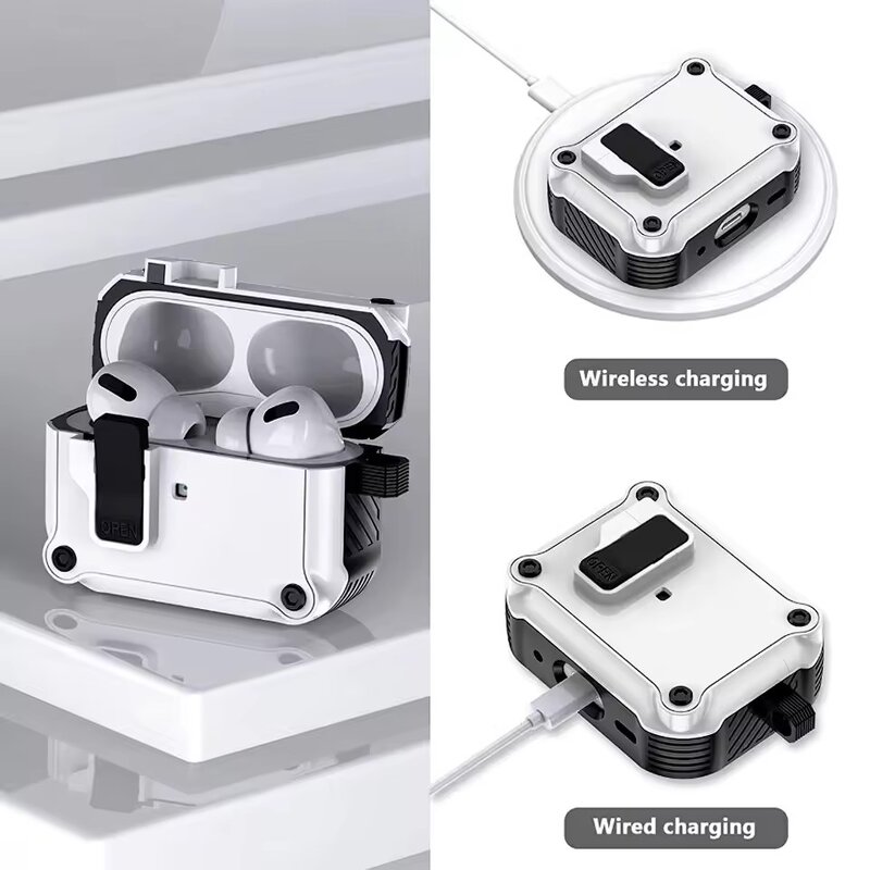 AirPods Case Manufacturer - Secure Lock Clip Armor Shockproof with Keychain for Airpods Pro 3 3nd Generation 2025