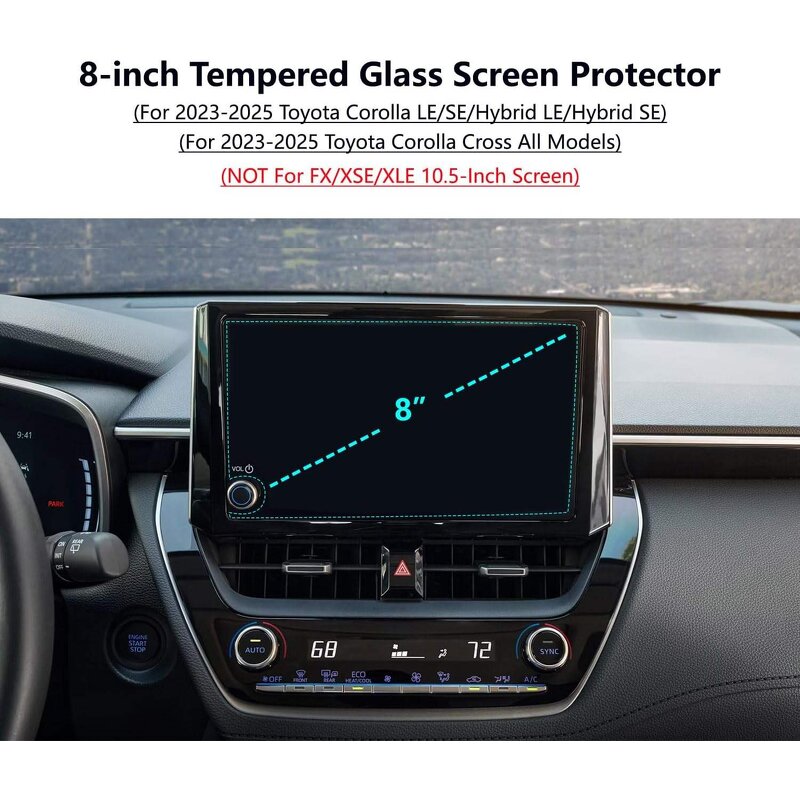 Screen Protector Manufacturer - for Toyota Corolla/Corolla Cross 8-Inch 2025 2024 2023 9H Anti-Scratch HD Tempered Glass Navigation