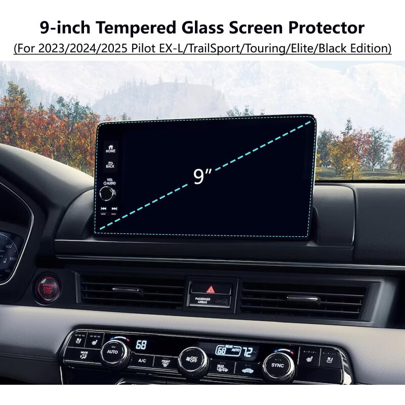 Screen Protector Manufacturer - for Honda Pilot 9inch 2023 2024 2025(EX-L/TrailSport/Touring/Elite/Black Edition)HD Tempered Glass