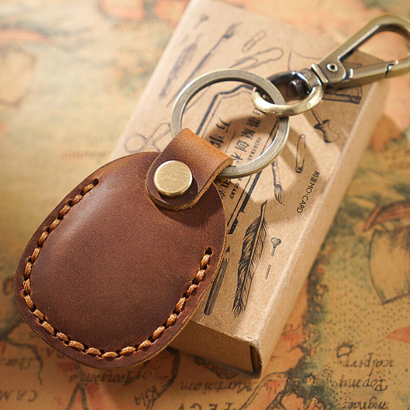 AirTag Case Manufacturer - New Design 2025 Handmade Retro Genuine Leather Holder with Keychain Protective