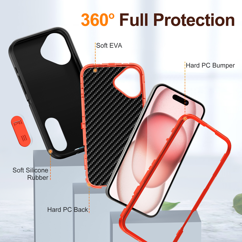 Phone Case Manufacturer - 3in1 Full-body Protection Dustproof Shockproof Rugged for iPhone 16 Pro Max with Kickstand