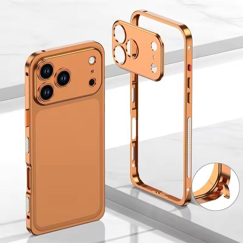 Phone Case Manufacturer - Luxury Metal Alloy Lens Protect Frame with Silicone Lining Shockproof for iPhone 17 Air 16 15 14 13