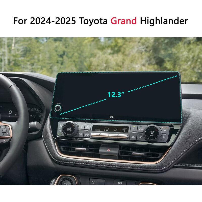Screen Protector Manufacturer - for Toyota Grand Highlander 12.3" Tempered Glass for 2025 2024 Hybrid XLE/Limited/Platinum