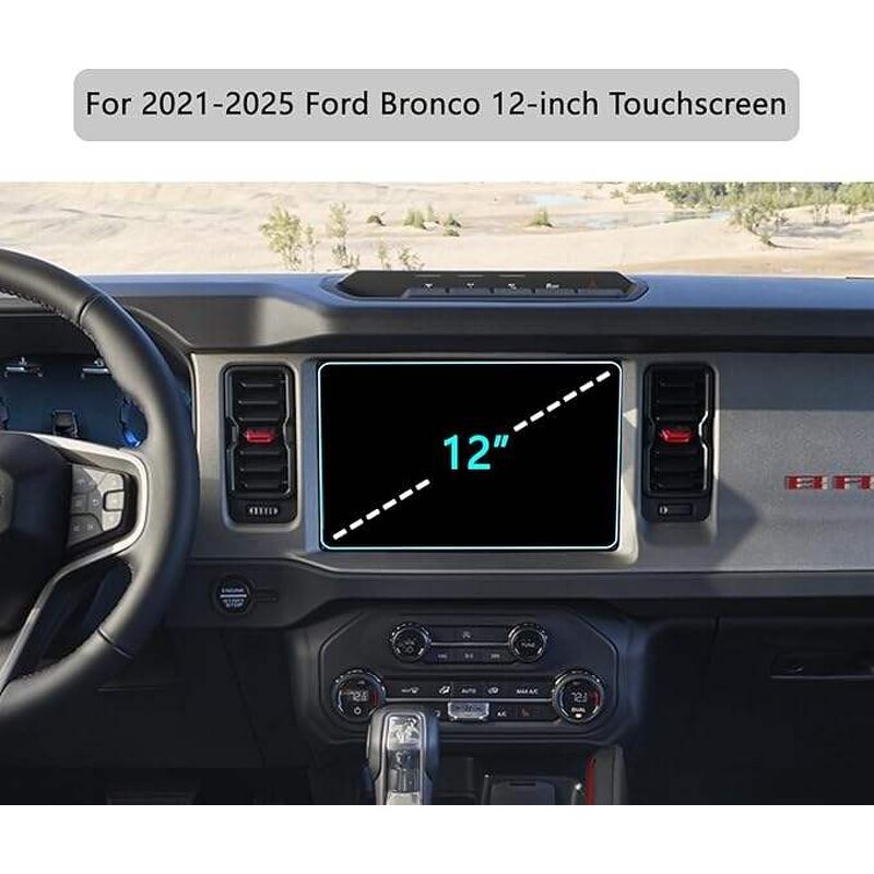 Screen Protector Manufacturer - for 2025 Ford Bronco 12" Tempered Glass 2021-24 (Raptor/Outer Banks/Badlands/Wildtrak/Everglades)