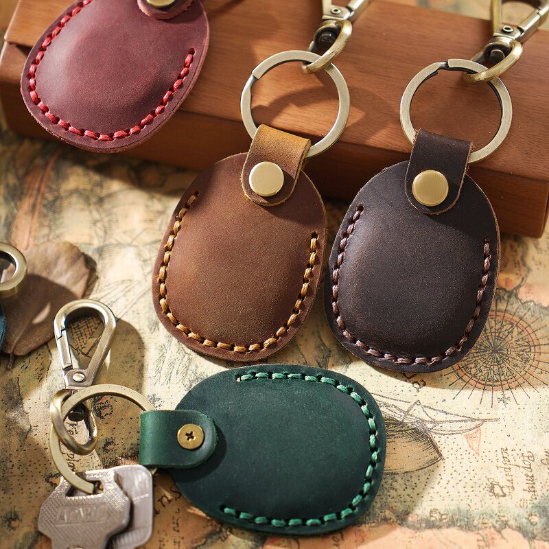 AirTag Case Manufacturer - New Design 2025 Handmade Retro Genuine Leather Holder with Keychain Protective