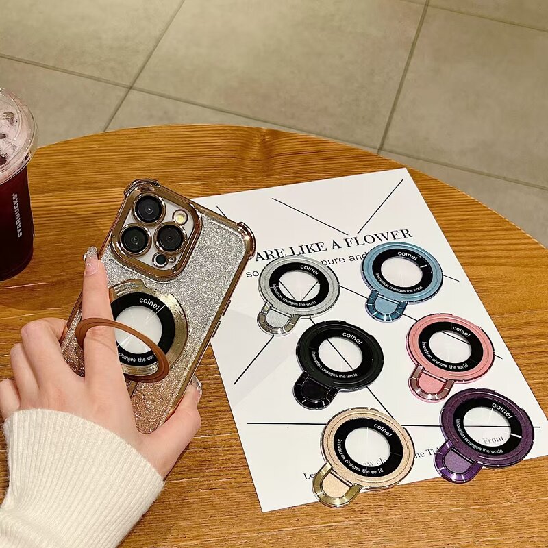 Phone Stand Manufacturer - Fashion Electroplated Finger Ring Support Desktop Lazy Retractable Sticky Holder