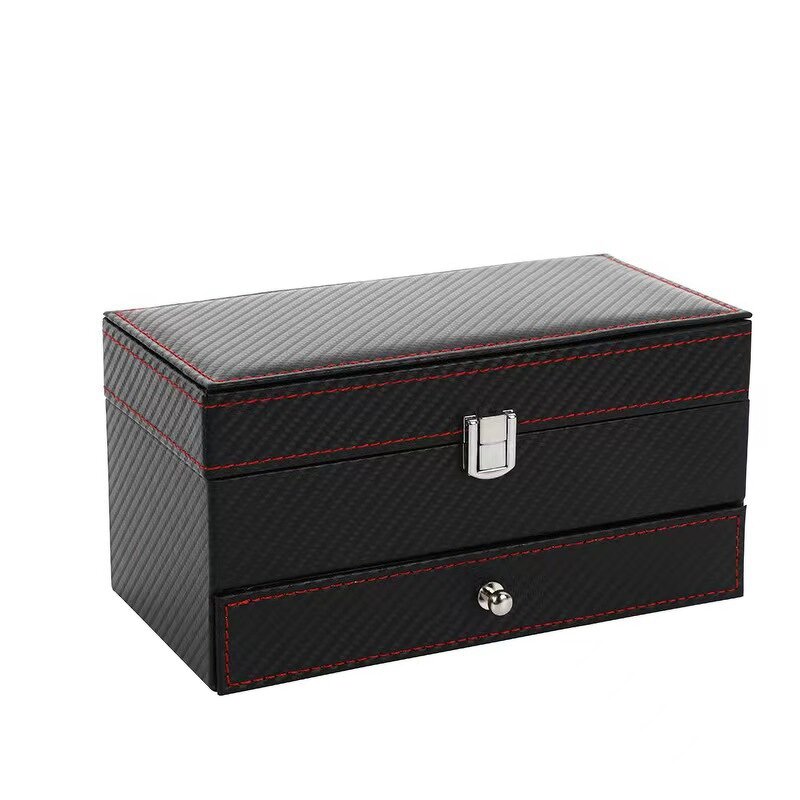Jewelry Box Manufacturer - Men's Gift Box Double Layer PU Leather 4 Compartment Storage Protective for Rings Watches