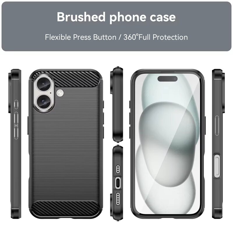 Phone Case Manufacturer - Soft TPU Carbon Fiber Cover for iPhone 16 Pro Max Shockproof