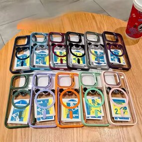 Phone Case Manufacturer - Newest Lens Stand Bracket Magnetic Clear with Lens Film Shockproof for iPhone 17 16 15 14 13 12 Pro Max