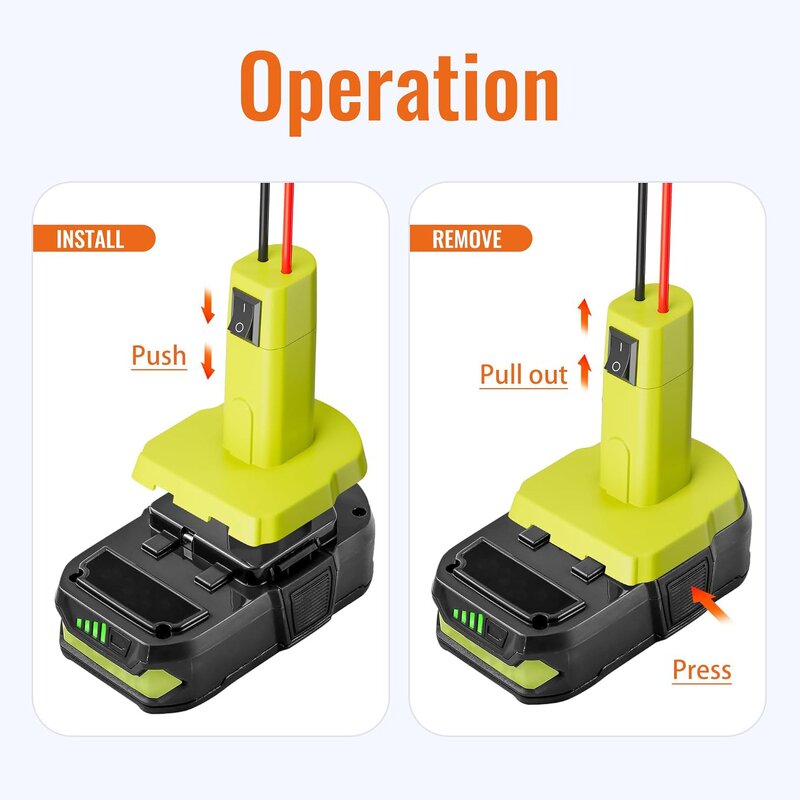 Power Adapter Manufacturer - Wholesales High Quality 18V Battery Converter Kit With Fuses Charging Connectors for Ryobi for Car