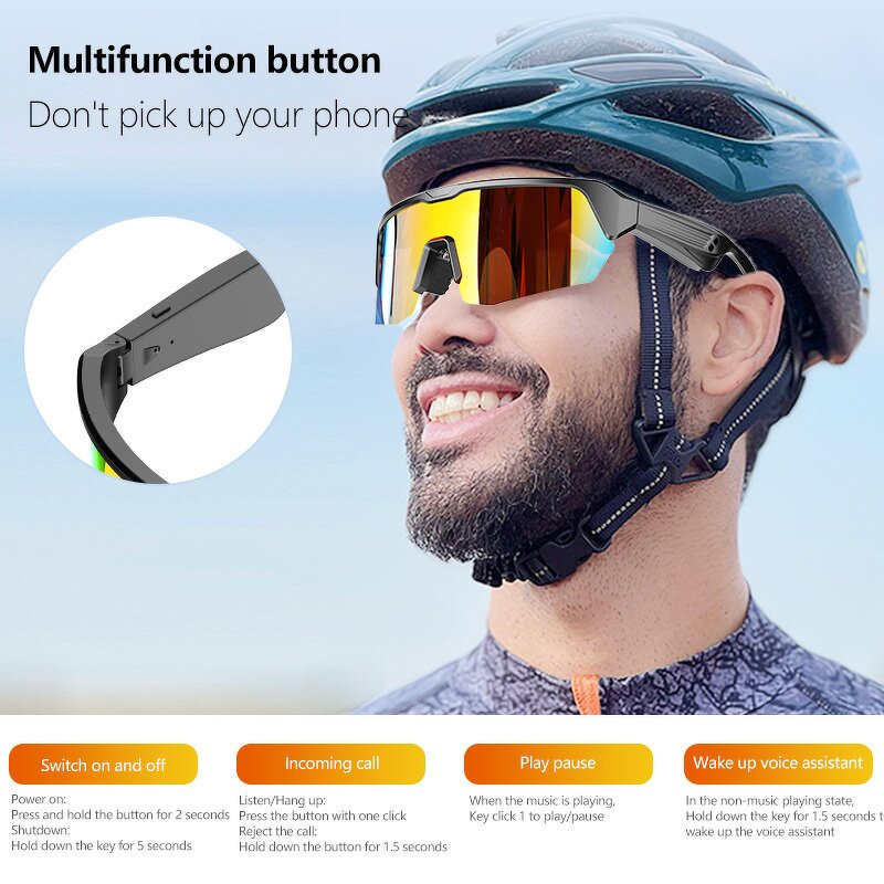 Smart Glasses Manufacturer - Soft Design PC Voice Wireless BT UV400 Cycling Sports for Outdoor Travel
