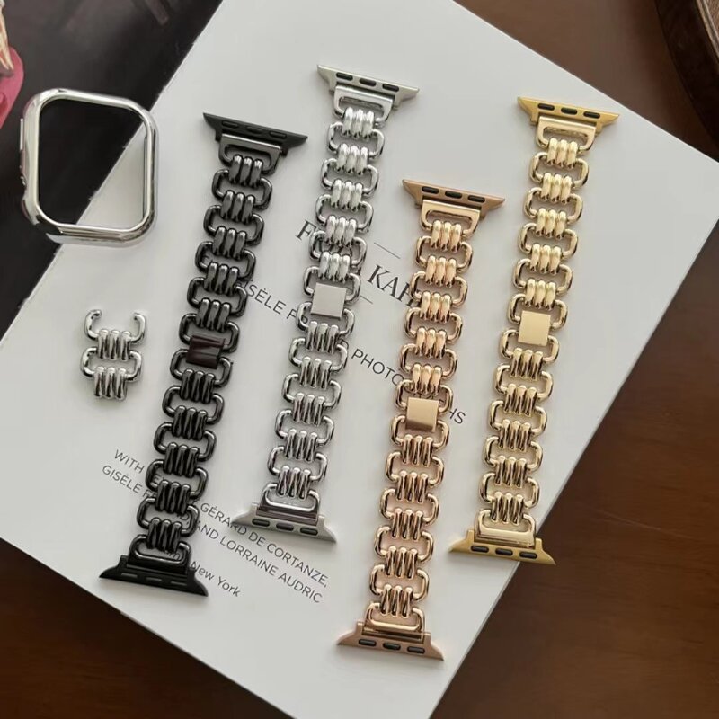 Watch Band Manufacturer - Women Metal Strap for Apple Watch 46mm 42mm 49mm 41mm 45mm 44/40mm 11 10 9 8 7 SE 6 5 Ultra